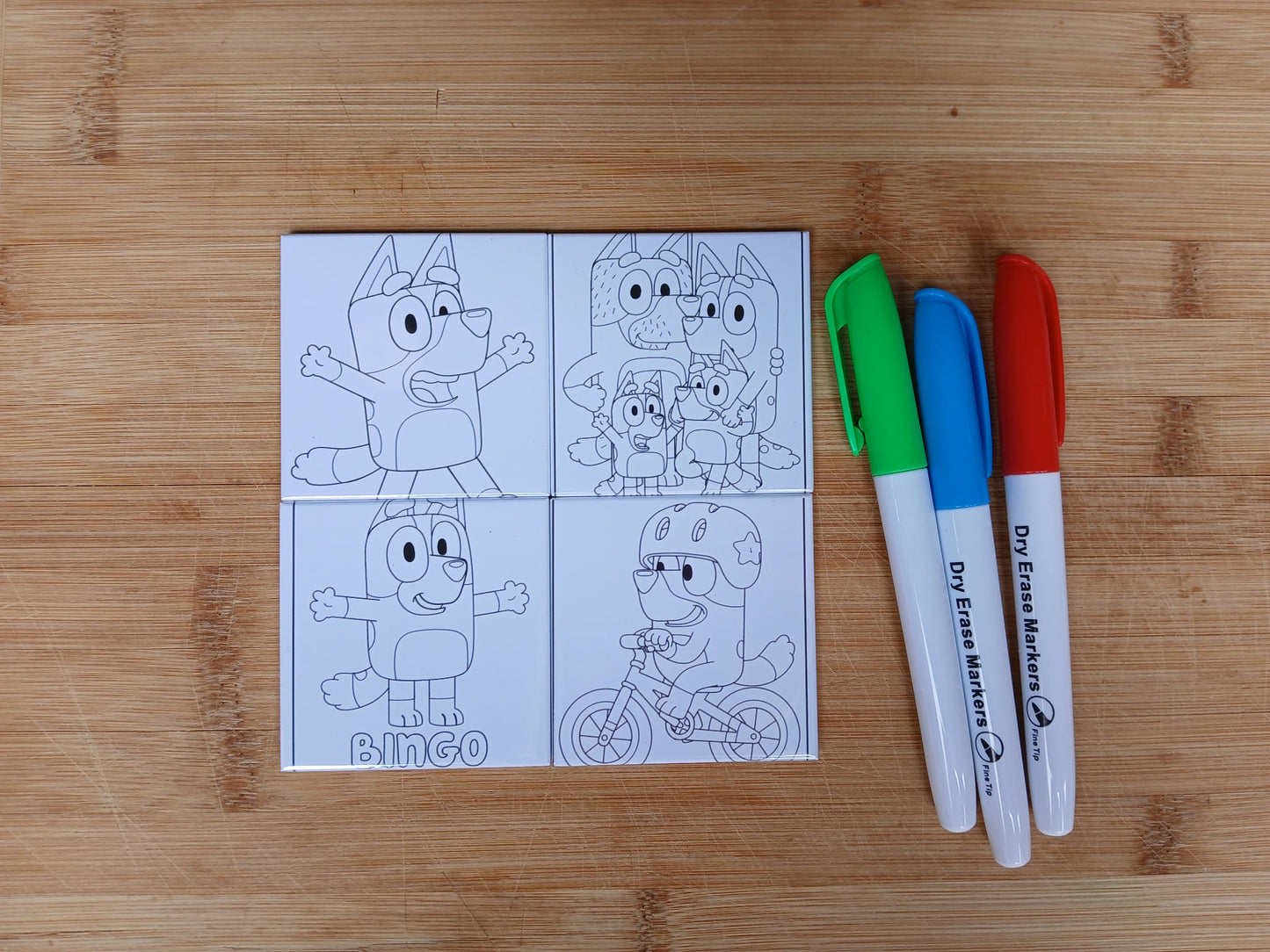 Kids Reusable Dry Erase Magnets Set (4-Pack + 3 Markers)
