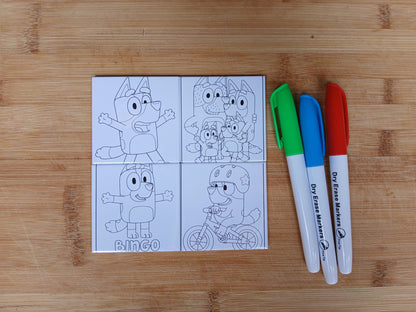 Kids Reusable Dry Erase Magnets Set (4-Pack + 3 Markers)