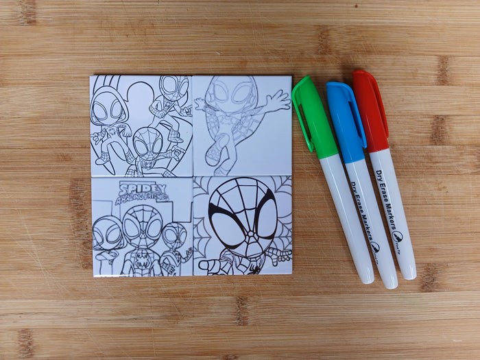 Kids Reusable Dry Erase Magnets Set (4-Pack + 3 Markers)