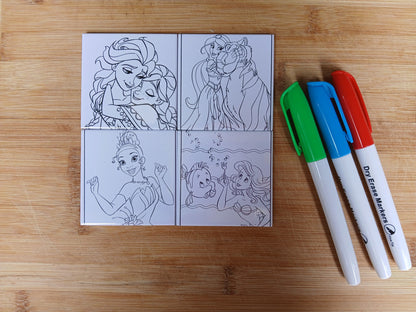 Kids Reusable Dry Erase Magnets Set (4-Pack + 3 Markers)