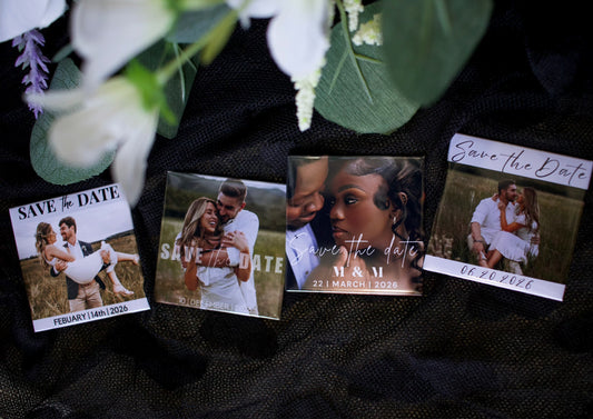 "Save The Date" Wedding Custom Square 2"x 2" Photo Magnets